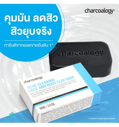 สบู่ถ่าน Charcoalogy Clay Bar Soap - Bamboo Charcoal Purifying Face and Body
