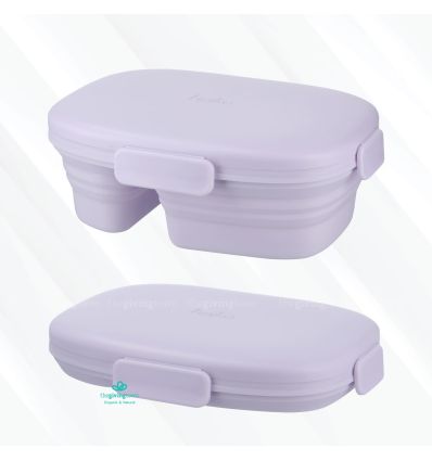 hako kubkao กล่องข้าวพับได้ กล่องใส่ข้าว สีม่วง Soft Purple